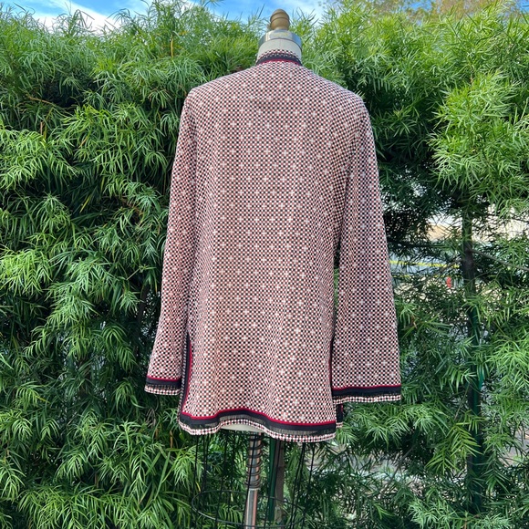 Tory, Burch, top, size 8, color, off-white, black, and red checkerboard pattern. - Picture 11 of 14